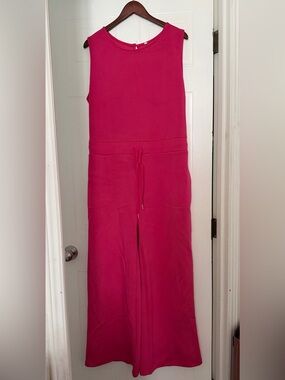 Women's Fuchsia Wide-Leg Jumpsuit with Drawstring Waist